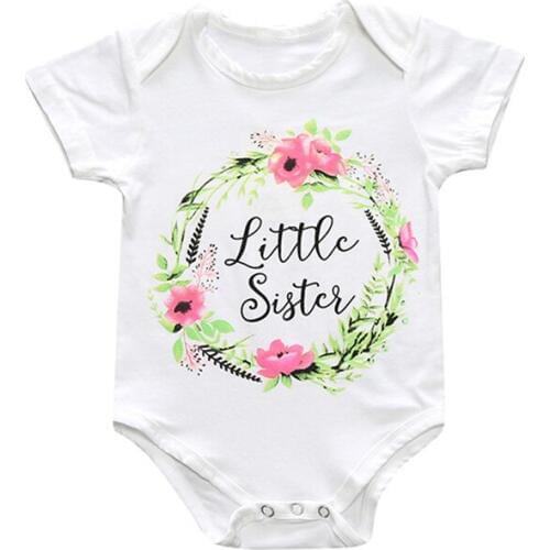 1pc Baby Romper Baby Girl Short Sleeve Flower Letter Print Summer Clothing Set for Newborn Infant Jumpsuits Outfit Rompers