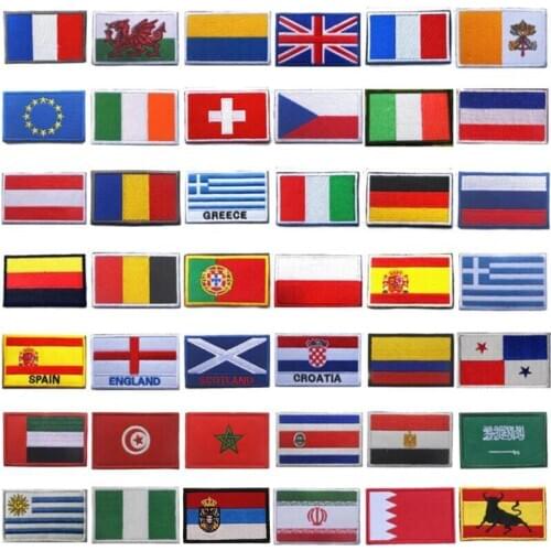 1pc 3D Embroidery Badge World Flags National Emblem Stripe Patch Armor Clothes Denim Backpack Patch Decoration Accessories