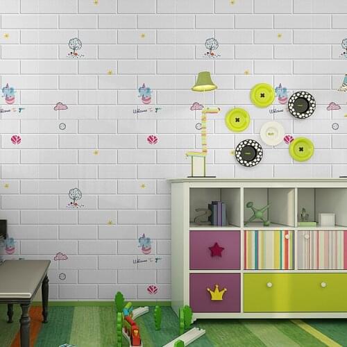 1pcs 77 X 70cm 3D DIY Wallpaper Mediterranean Retro Cartoon waterproof Wall Sticker PE Foam Self-adhesive Living Room Home Decor