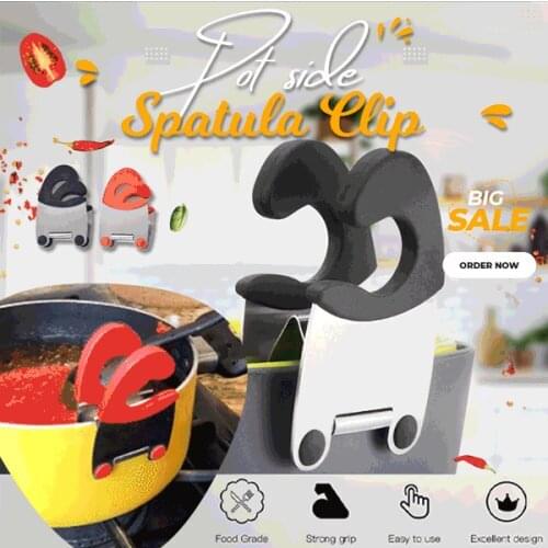 1Pcs Cookware Side Clip Rest Holder Kitchen Tool stainless steel silicone Practical spoon spatula Pot Side Clamp Accessories
