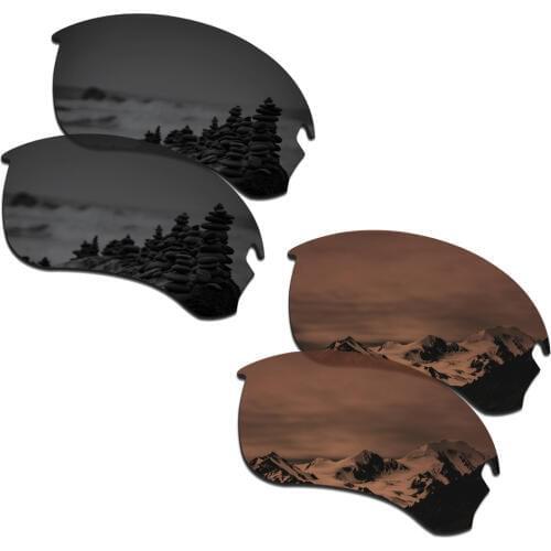 SmartVLT 2 Pairs Polarized Sunglasses Replacement Lenses for Oakley Si Speed Jacket Stealth Black and Amber Brown