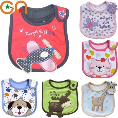 4 piece/Lot Baby cotton bibs Kids Girl Boy Children Cartoon waterproof Dinner Feeding bib Infant Newborn Burp Cloths apron CN