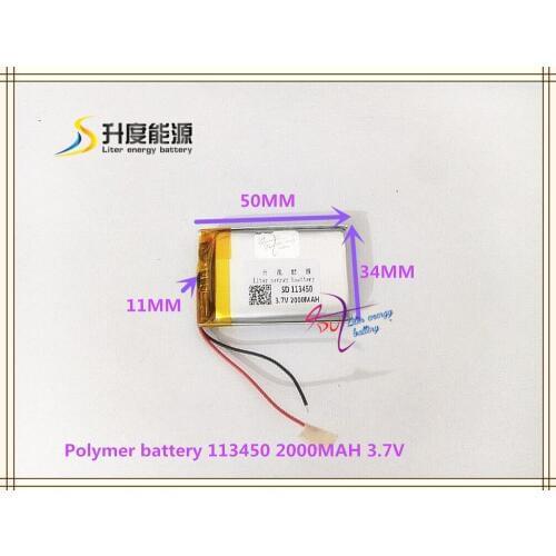 3.7V 2000mAH 113450 Polymer lithium ion / Li-ion battery for GPS MP4 tablet pc cell phone POWER BANK