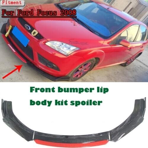4Pcs Carbon Fiber Look/ Black 4piece Car Front Bumper Lip Splitter Diffuser Protection Body Kit Spoiler For Ford For Focus 2008