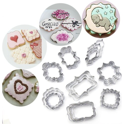 4pcs/lot Stainless Steel Blessing Frame Biscuit Cookie Cutter Set Wedding Cake Mould Kitchen Sugarcraft Baking Pastry LB 379