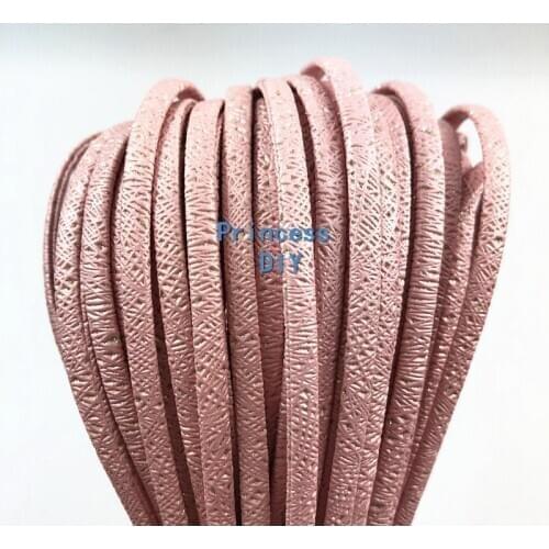5M/Lot Jewelry Making Findings Pink 5mm Flat Leather Cord Lined PU Rope Strip DIY Bracelet Necklace Choker Hair Craft Material