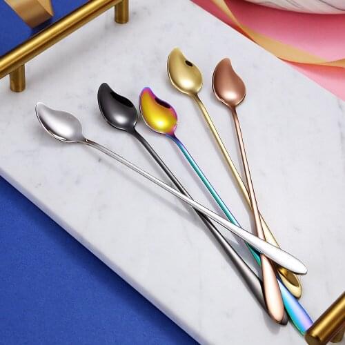 5 pieces long handle stainless steel stirring coffee spoon set creative summer ice cream 304 small tea spoon