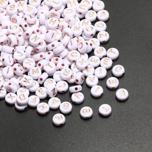 7x4mm Letter Beads Rose Gold Oval Flat Round Random Alphabet Charms DIY Accessories For Bracelet Necklace Jewelry Making supply