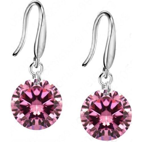Promotions!! Good Quality 925 Sterling Silver 10MM Shining Crystal Woman Girl Candy Hook Dangle Earrings Gifts Colors