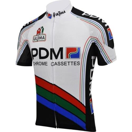 White classic pdm cycling jersey men short sleeve summer bike wear jersey road jersey cycling clothing cycl