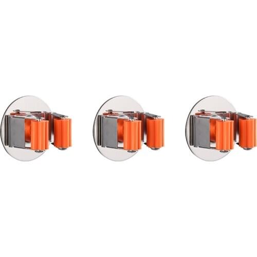 Punch-Free Stainless Steel Mop Rack Hook Bathroom Shelf Wall-Mounted Broom Holder Multifunctional Storage Rack