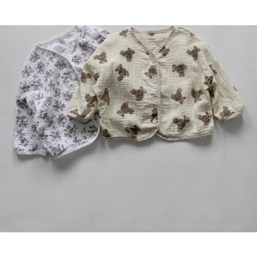 New Autumn Baby Children Cardigan Coats Cartoon Printed Korean Style Cotton Yarn Toddlers Kids Outerwear