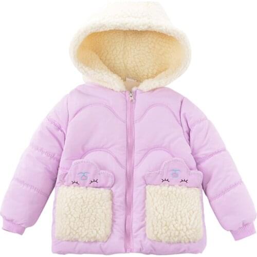 2021 Lamb Cashmere Padded Jacket Parkas Female Coat Winter Children Coat Hooded Jacket For Girls Children Outwear1-5 Years