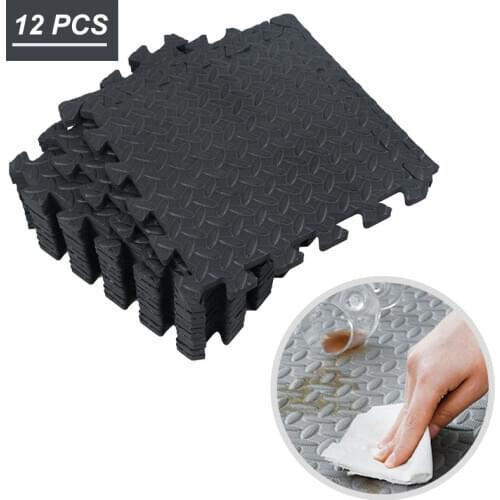 12PC 30*30cm EVA Leaf Grain Floor Mats Gym Floor Mat Splicing Mats Patchwork Rugs Thicken Shock For Gym Fitness Room Workouts