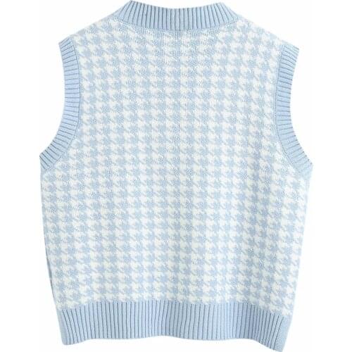 Fashion sleeveless vest sweater women pullover casual v neck knitted sweater winter cute korean sweater 2021