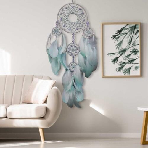 National Feather Ornaments Dream Catcher Circle Wall Hanging Decoration Fumigated Feathers Handmade Ornament Girls Room Decor