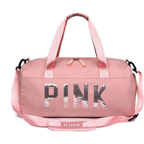 New Sequins Pink Gym Bag Women Shoe Compartment Waterproof Sport Bags For Fitness Training Bolsa Sac De Sport Travel bag
