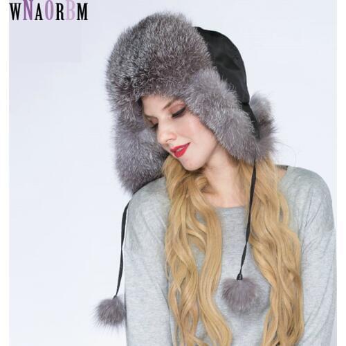 New genuine winter fox fur hat ladies 100% real fox fox fur hat quality warm Russian real Fox fur hat