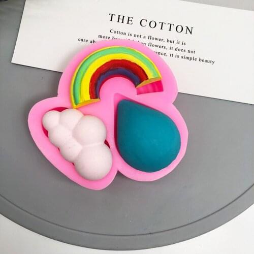 Clouds rainbow water droplets modeling silicone mold chocolate fondant cake decoration baking tools crafts candle mold
