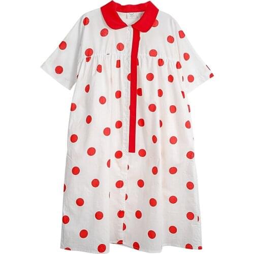 6 To 16 Years, Polka Dot Girls Cotton Midi Dress 2021 New Kids Clothes Children Summer Dresses Teen Buttons Comfortable
