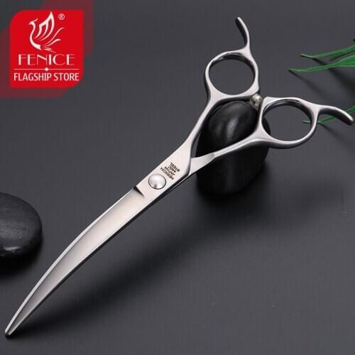 Fenice professional 6.5 inch pet curved scissors kits for dog grooming cutting shears makas tijeras