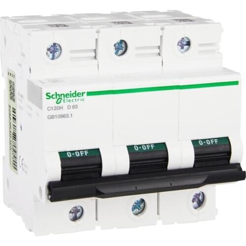 Distribution Protection Small Circuit Breaker A9N19806 Original C120H D Type 63A 400V 50 / 60hz Mini 3 Pole 3P Micro Open