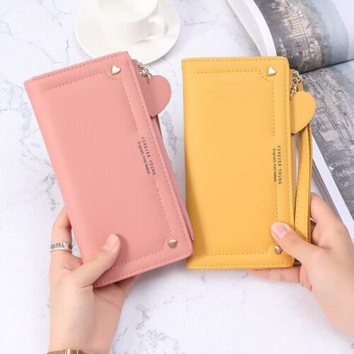 Luxury Woman Wallet Long Letter Heart Zipper Hasp Tassel Coin Purse Female Pu Leather Wristband Multi-function Phone Card Holder