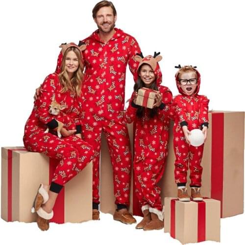 Xmas Deer New Year Family Matching Outfits Mommy and Me Clothes Christmas Pajamas Romper Daddy Mom and Daughter Son Pajamas