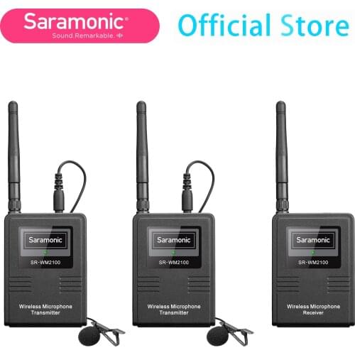 Saramonic SR-WM2100 2.4GHz dual wireless lavalier microphone system camera-mountable for DSLR Mirrorless and video cameras