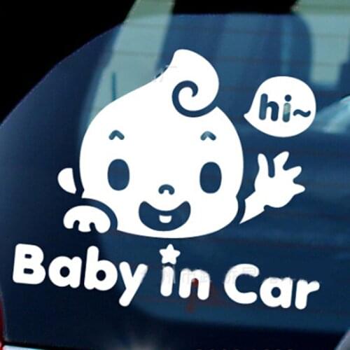 Chic "Baby In Car" Waving Baby on Board Safety Sign Cute Car Decal DIY Sticker