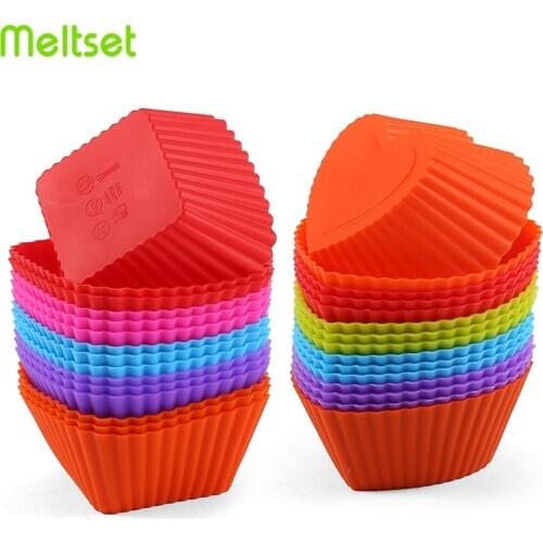12Pcs/lot Silicone Cake Mold Round Square Muffin Cupcake Baking Mold Nonstick Reusable Silicon Muffin Cake Baking Mould Bakeware