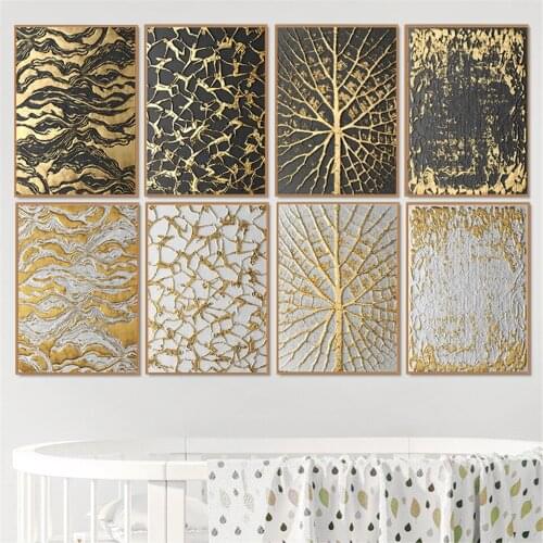 Modern Abstract Gold Leaves Texture Posters And Prints Wall Artwork Canvas Prints Modular Pictures Home Decoration Room Painting