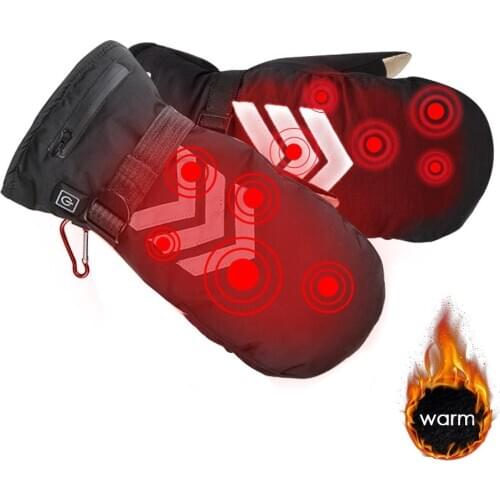 Thermal Winter Electric Heated Gloves Windproof Cycling Warm Heating Touch Screen Skiing Gloves USB Rechargeable Warmer Mittens