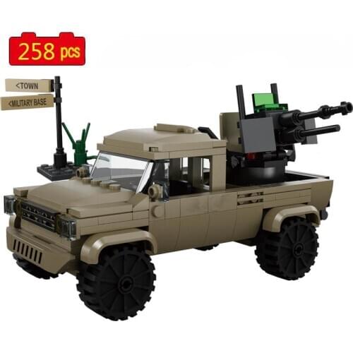 Military Series WW2 Mini Wheeled Reconnaissance Armored Vehicle DIY Model Soldier Building Blocks Toys Gifts