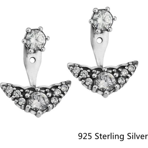 925 Sterling Silver Jewelry Fairytale Stud Earrings ,Clear CZ Fit for Fashion Earrings Women Anniversary Gift