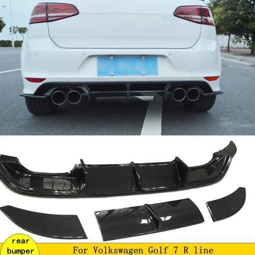Carbon Fiber Rear Lip Diffuser for Volkswagen VW Golf 7 R line 2014-2017 Sticker Car Bumper Guard Spoiler