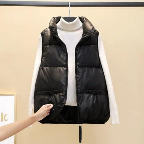 Female Autumn/Winter 2021 New Style Down Cotton Vest Female Short Student Version Loose Waist Coat Outer Wear Vest Jacket Button
