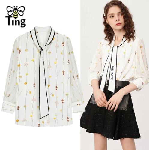 Tingfly Summer Women Casual Chiffon Blouses Streetwear Bow Collar Ribbon Letter Fantastic Fashion Blusas Moda Tops New Arrivals