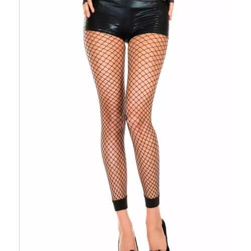 Women Footless Tights Black Fishnet Floral Pantyhose Size UK 8-14