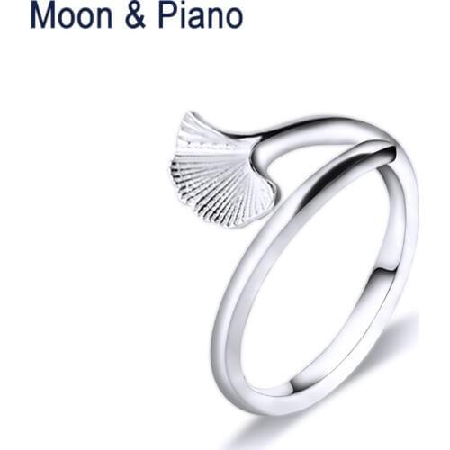 925 Sterling Silver Ginkgo Leaf Open Ring Romantic Design Beautiful Leaves Rings for Women Original Handmade Fine Jewelry
