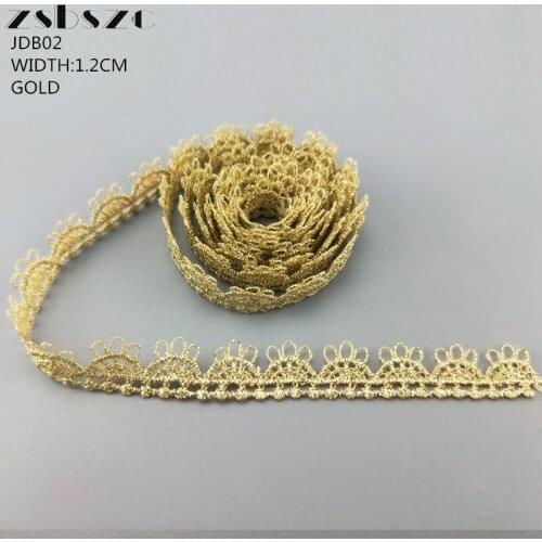 1.2CM Width 10Yards Gold/BLACK/WHITE Wave Lace Ribbon Trim Pendant Glitter Dress DIY Lace Necklace Accessories
