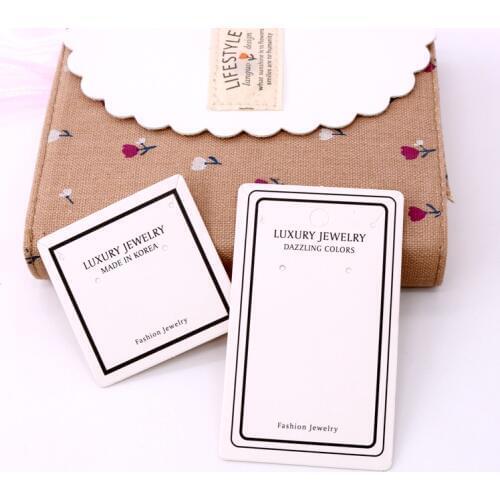 100pcs/lot 5x5cm/5x8.3cm White Paper Earrings Card Ear Studs Display Packaging Cards Jewelry Necklace Cards Can Customize Logo