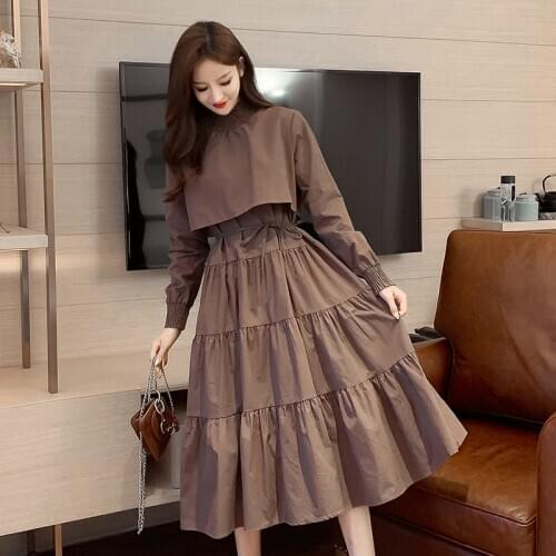 2020 autumn and winter fairy air big swing dress super fairy literary French tea break waist retro womens dress