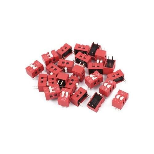 24 Pcs DIP Switch 2 Row 4 Terminals 2 Positions Sliding Switch 2.54mm Pitch