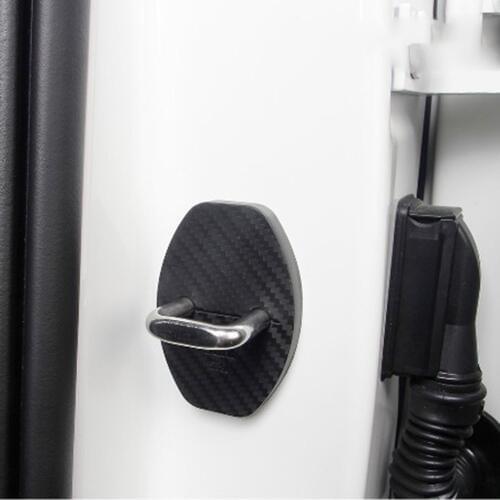 4pcs/set For Skoda Kodiaq 2017-2020 ABS Carbon Fiber door lock cover case interior screw protector trim car-styling accessories