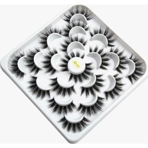 5 Pack 5D Mink Fur Fake Eyelashes Lotus Plate Thick Black Nature Soft False Lashes Private Label