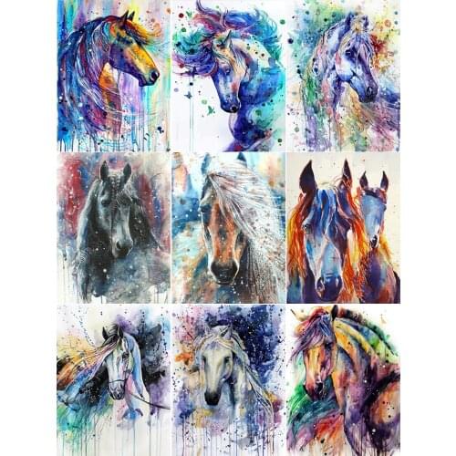 5D DIY Diamond Painting Horse Cross Stitch Kits Full Drill Embroidery Color Animal Mosaic Art Picture Of Rhinestones Gift