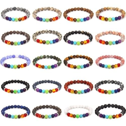 7 Chakra Healing Beaded Bracelet Reiki Prayer Balance Beads Bracelet Handmade Stone Bangles Bracelets For Women Men Jewelry Gift