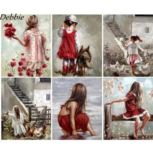 Diamond Embroidery DIY Diamond Painting Cross Stitch Kit "Flower Girl Red Dress" 5D Needlework Diamond Home Decoration