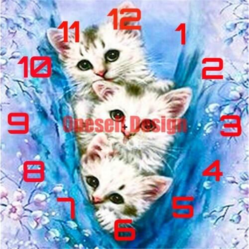 Diamond painting full clock cat diamond embroidery full set clock diy frame Christmas gifts diamond mosaic sale diamond art kit